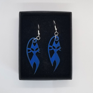Boucles d'oreilles Chat bleu 